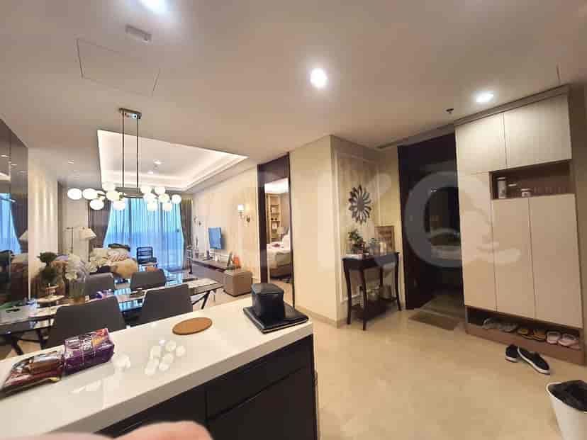 A combined living room and kitchen.