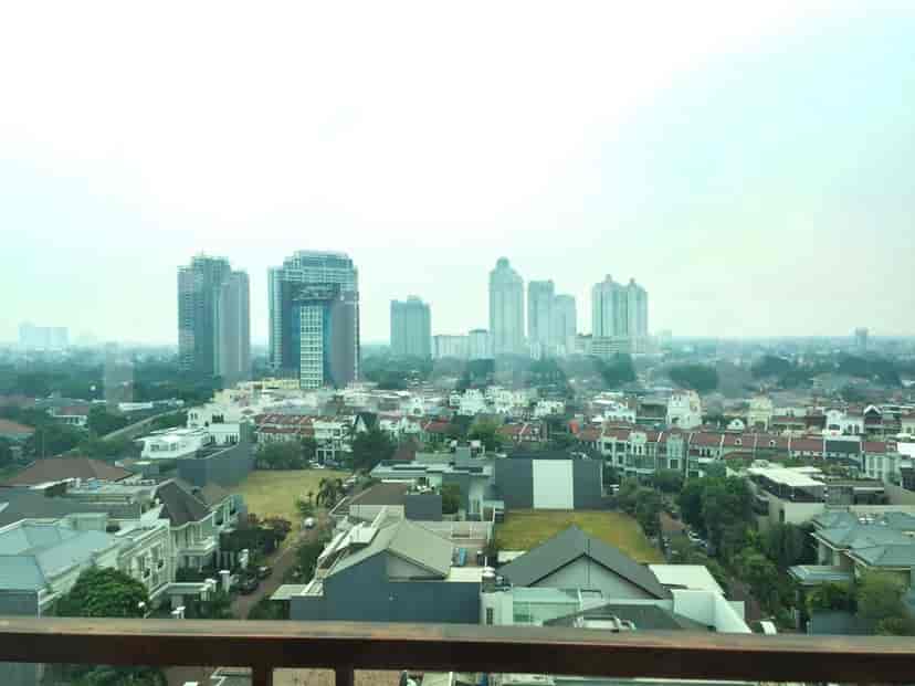 Panoramic view of the city from the apartment window.