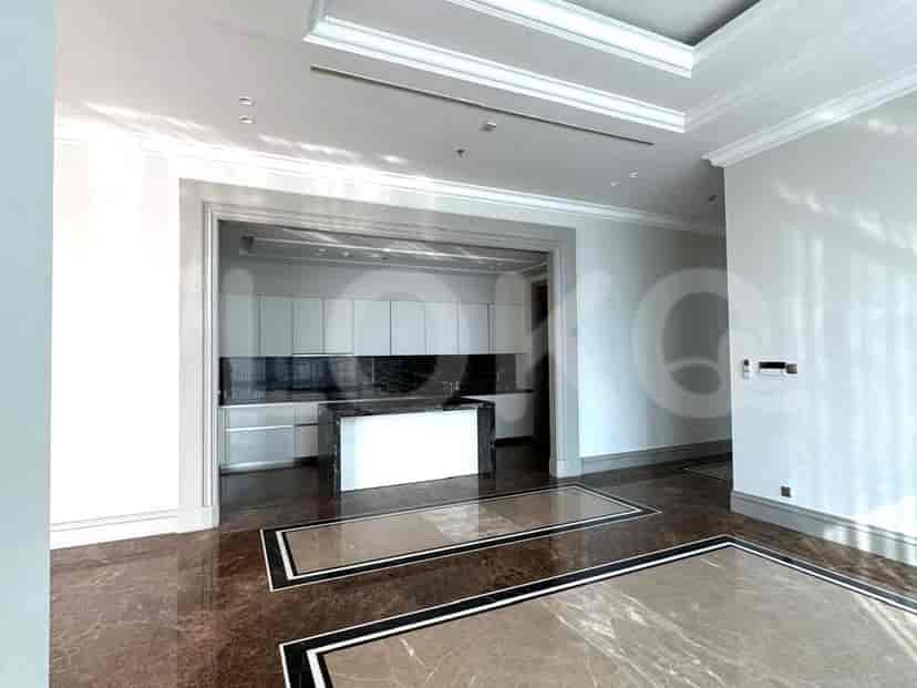 Dapur terbuka dengan desain modern dan pulau.