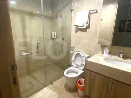 Bathroom with a shower, toilet, and vanity.