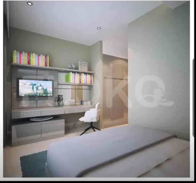 Bedroom featuring a desk, wardrobe, and shelves.