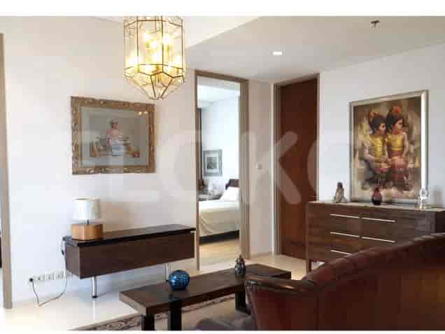 Living room with art and lighting.