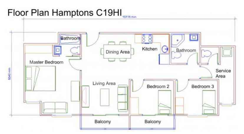 3 Bedroom on 19th Floor for Rent in Hamptons Park - fpo1fb 5