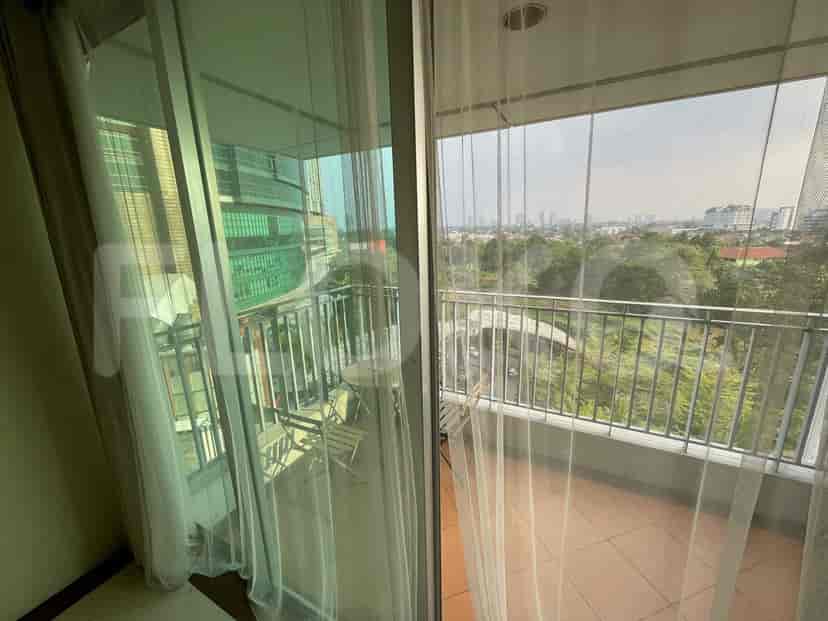 Balcony with city view.