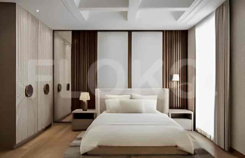 Elegant master bedroom with a large bed and a wall-mounted headboard.