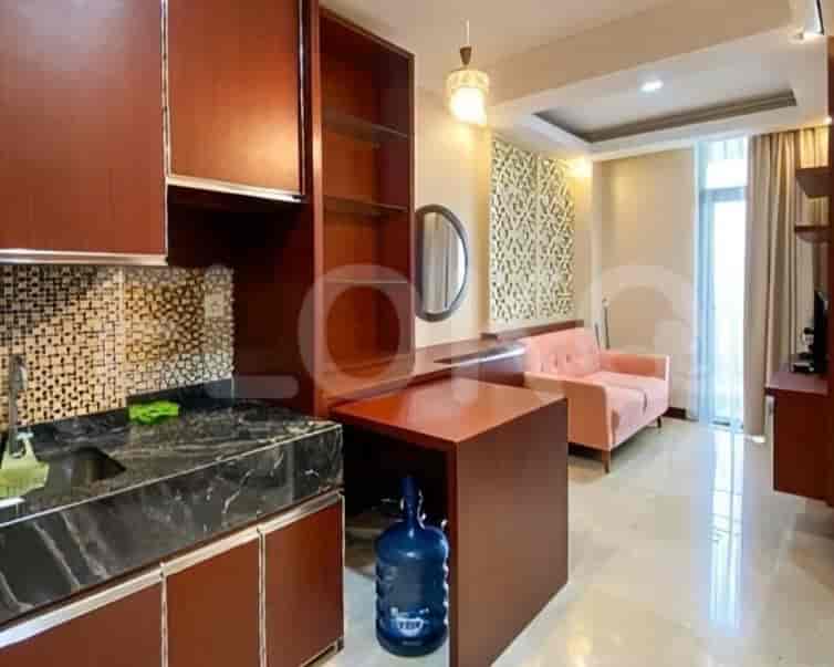 A close-up view of the kitchenette in the apartment.