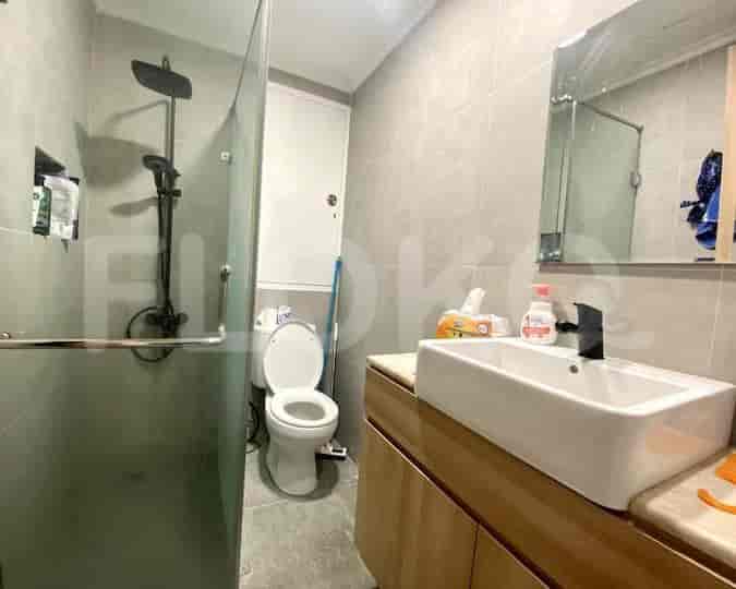 Bathroom with a shower and sink.