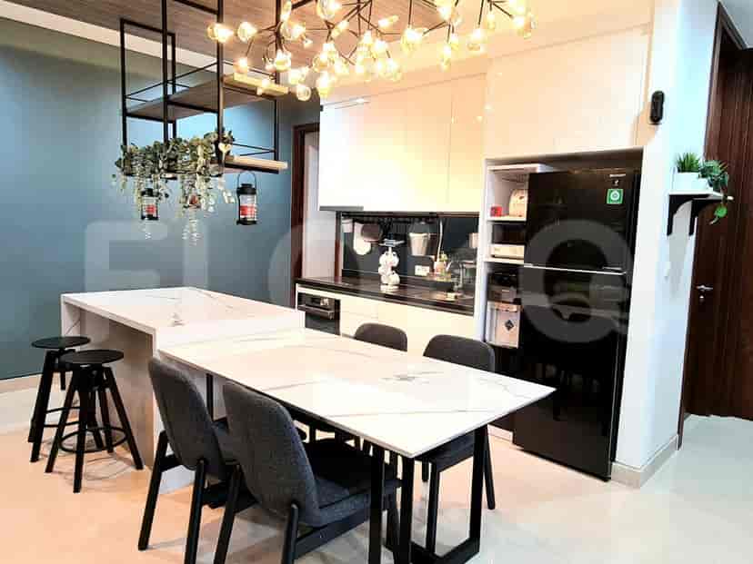 Modern kitchen with a dining area.