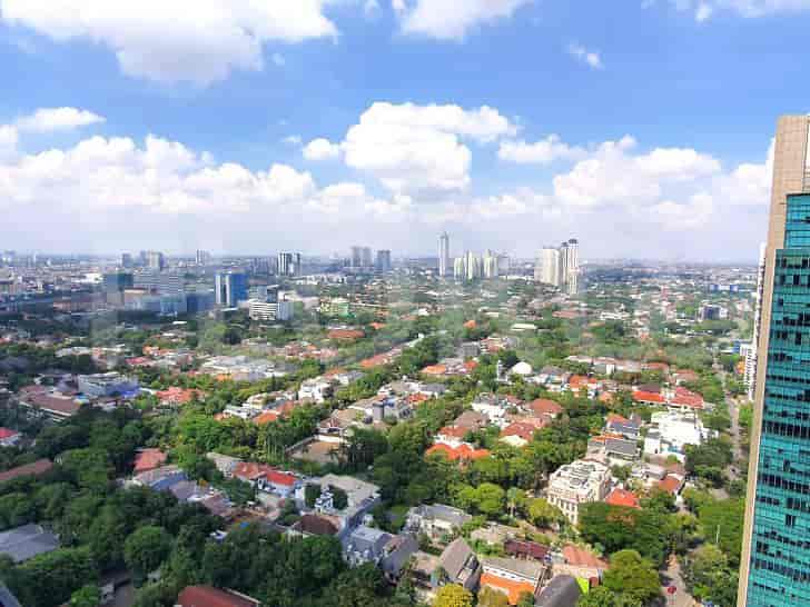 Cityscape view from a high-rise building.