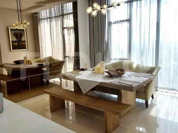 Dining area with a table and bench.