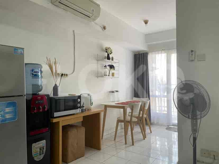 Kitchen and dining area connected.