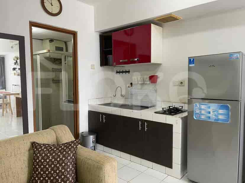 An L-shaped kitchen.