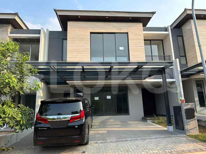 A modern two-story house with a carport, black SUV, and a neutral color scheme.