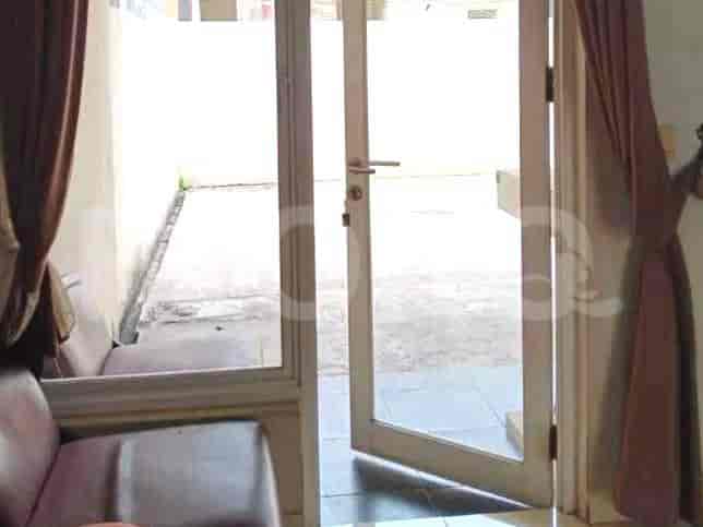 A view of the outdoor space visible from the door.