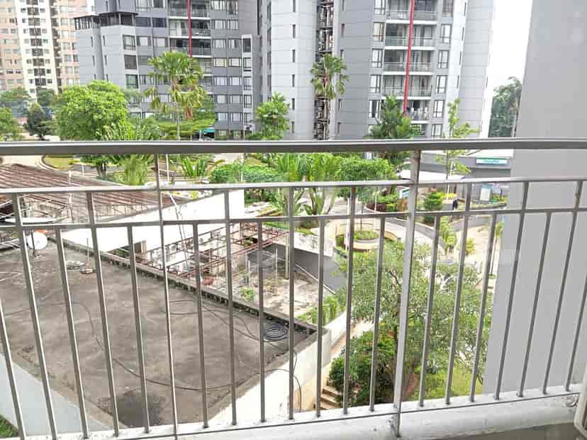 Balcony with a view of the city.