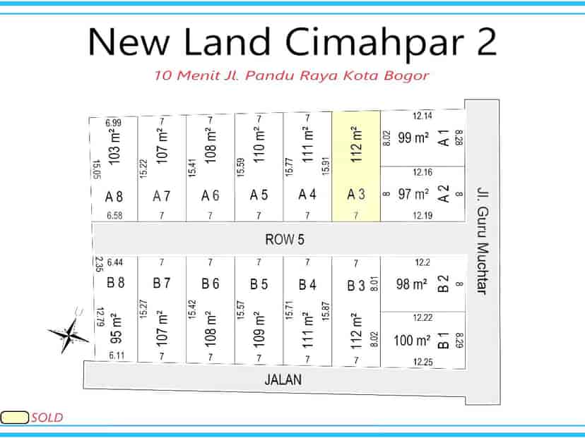 111 sqm, Land for Sale in New land Cimahpar 2 B4, Bogor 1