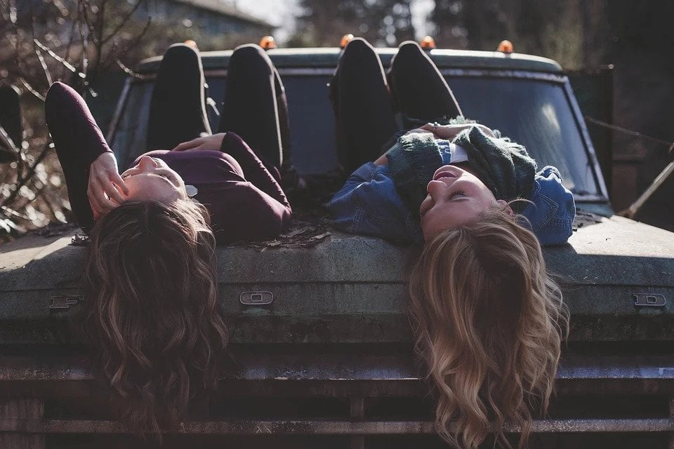 two girls chatting