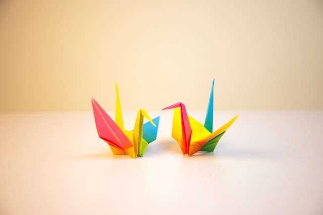 hanging paper decor of origami crane