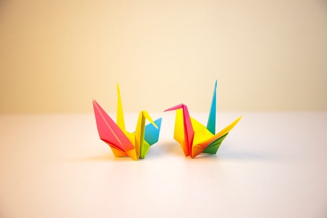 hanging paper decor of origami crane