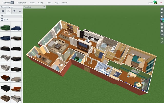 Aplikasi desain rumah: Planner 5d layout view