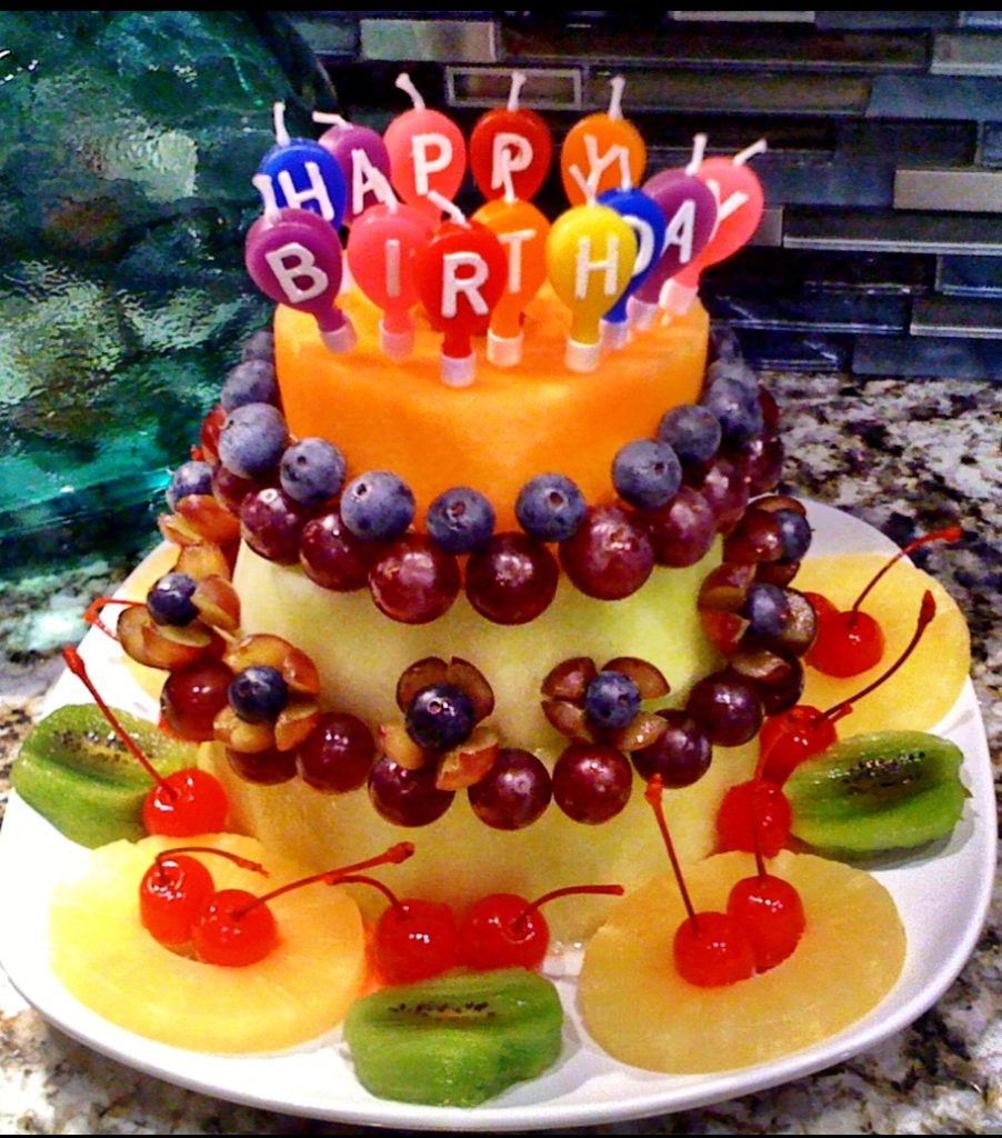 fruit as a birthday cake