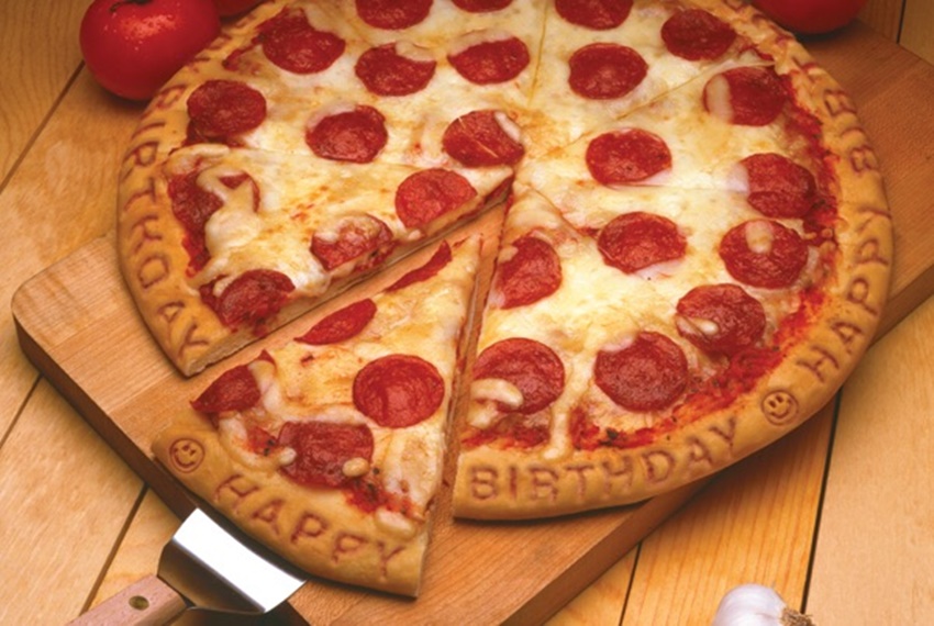 pizza as a birthday cake