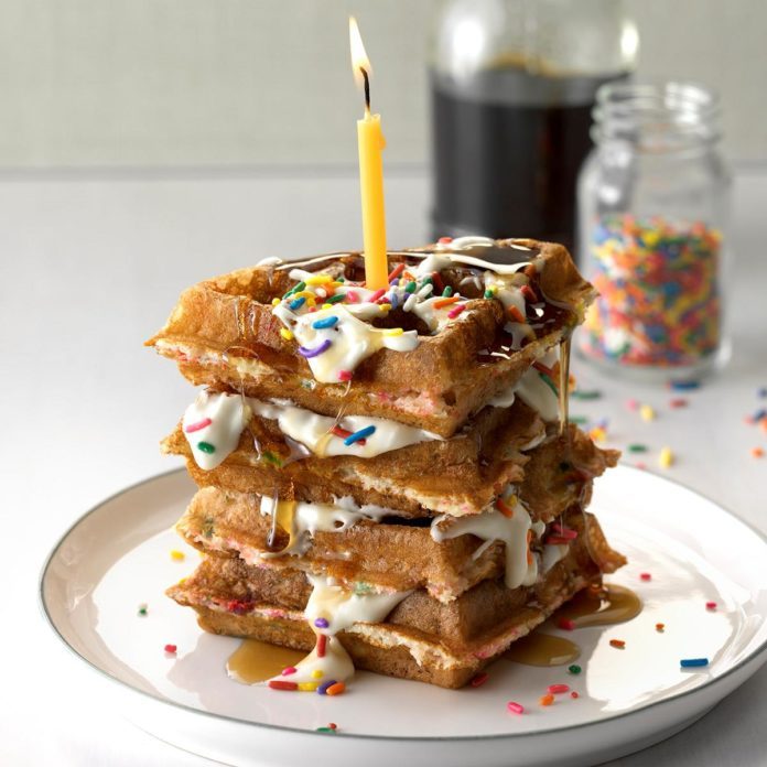 waffle as a birthday cake