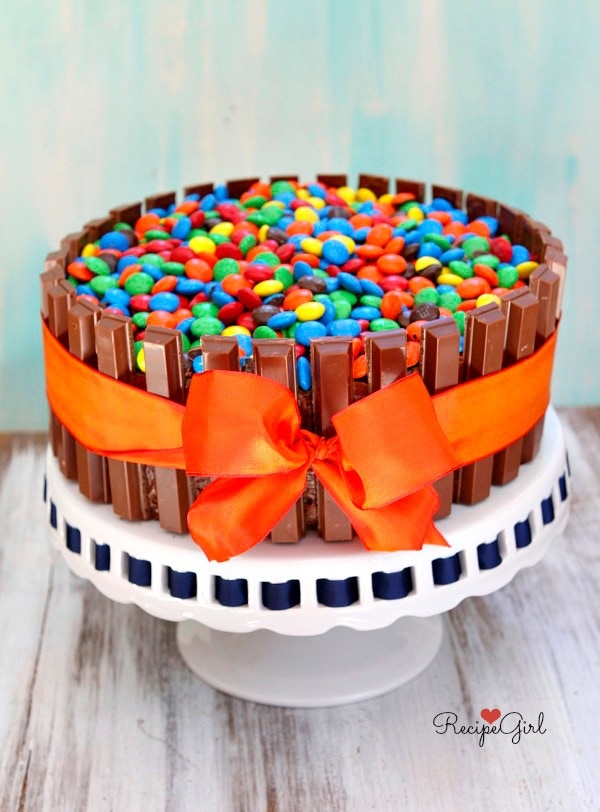 birthday cake made out of candy and chocolate