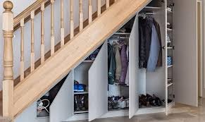  a walk-in closet under stairs 