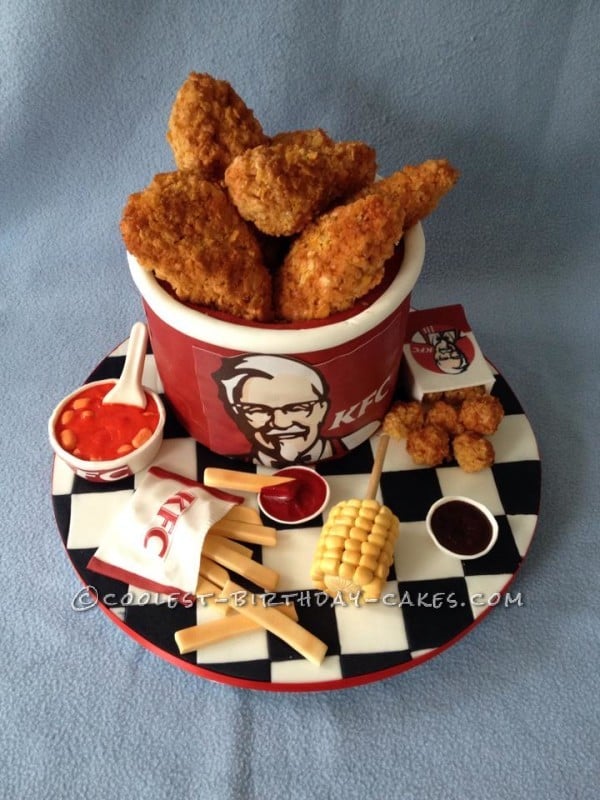 fried chicken as a birthday cake