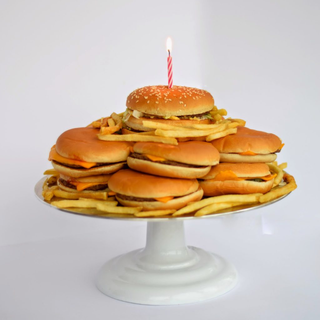 burger as a unique birthday cake