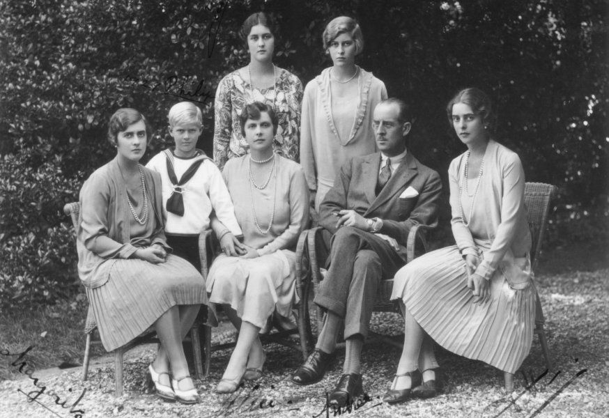 Little Prince Philip with his brother and parents