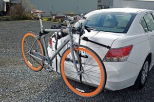 Rear mount bike rack to the car is very practical to bring your bike on a short trip