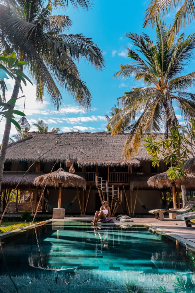 Gili air pool and bamboo house