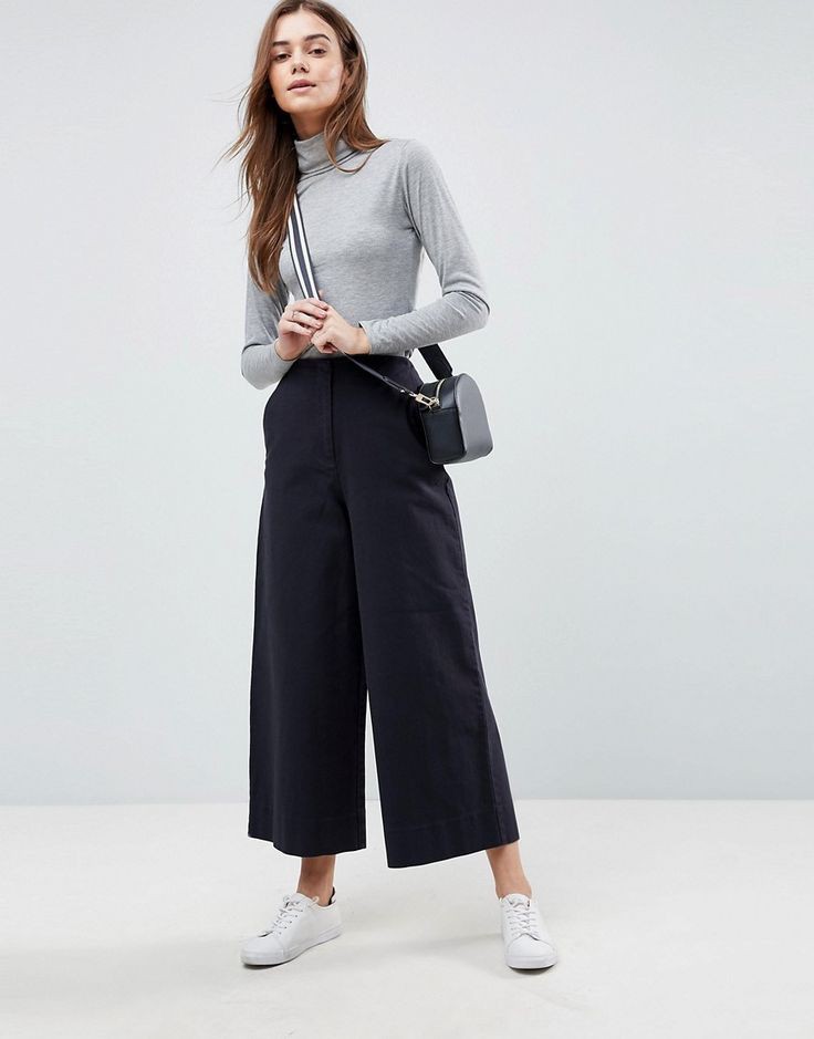 grey and culottes as casual working outfit ideas