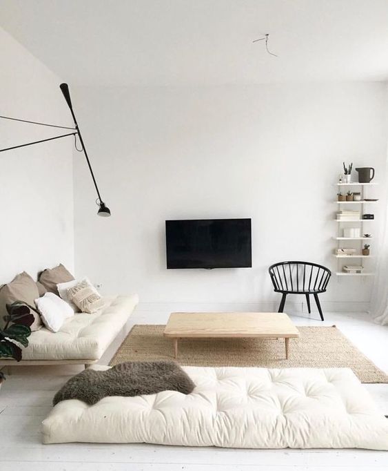 minimalist TV rooms inspiration neutral colors