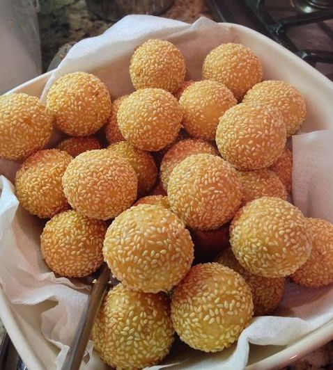 Unique Indonesian snack called Onde-onde are ready to serve