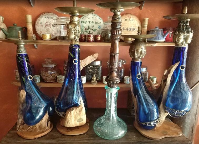 Some of the unique hookah in Shisha temple 